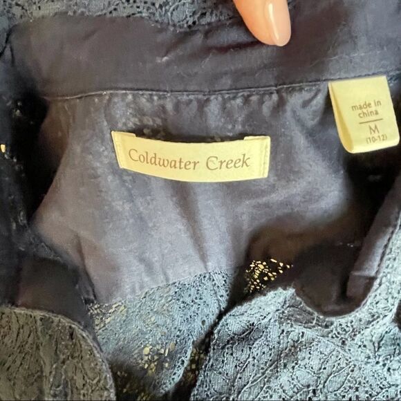 Coldwater‎ Creek Blue Eyelet Lace Blouse - Medium - Picture 8 of 12
